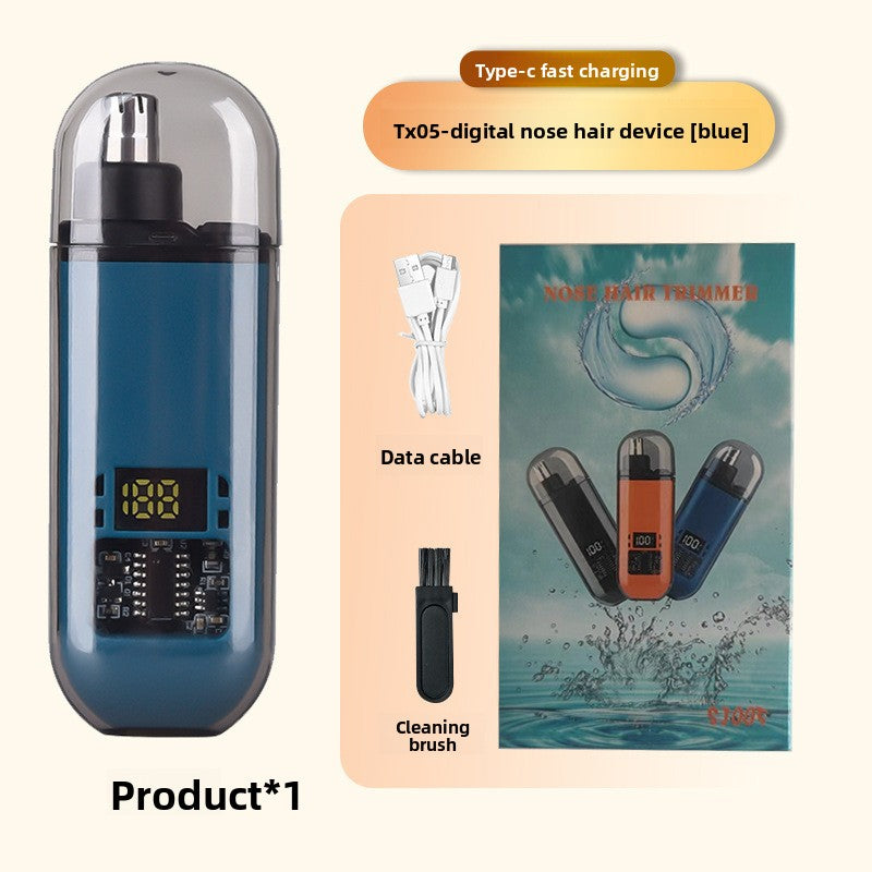 Electric Nose Hair Trimmer Compact Portable Rechargeable Detachable Washable Blades