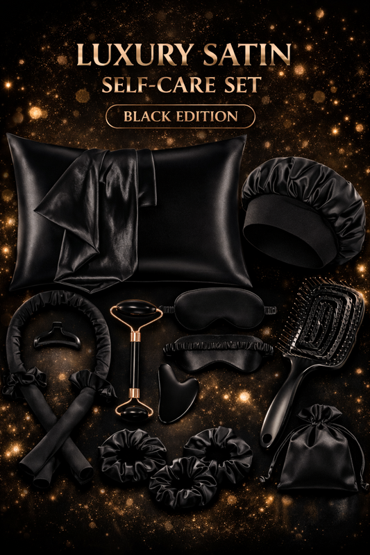 Amber Sky™ Luxury Satin Hair Accessory Set – Scrunchies, Claw Clip & Headbands